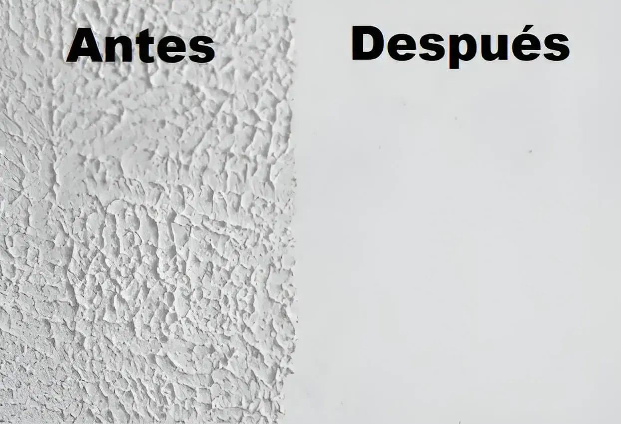 Antes y después de quitar gotelé en pared, trabajo de Los Pintores Badalona
